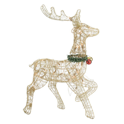 Lighted Prancing Reindeer Christmas Outdoor Decoration - 25.5" - Gold - Clear Lights