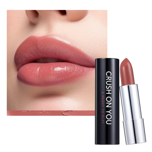 Matte Vegan Lipstick with Creamy Satin Finish, Burnt Sienna with a Rosy Orange Twist and Brownish Color -CRUSH on YOU (302-Close to You) by